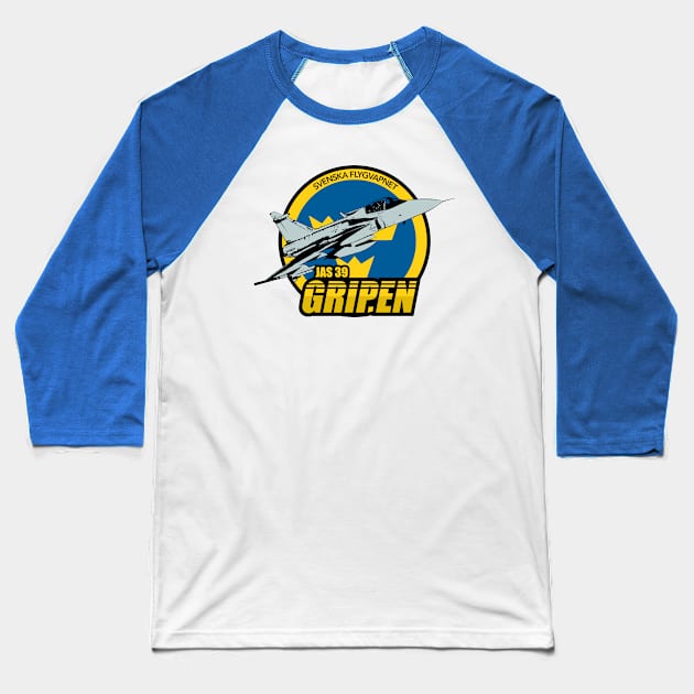 JAS 39 Gripen Fighter Baseball T-Shirt by TCP